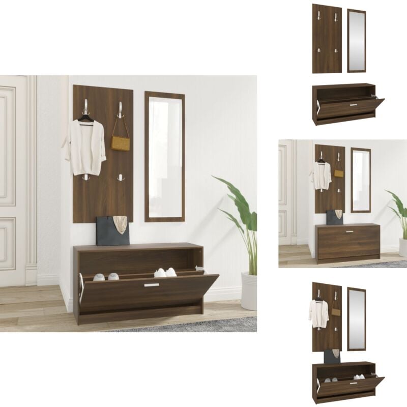 Vidaxl - Ensemble d'armoires à chaussures 3-en-1 Chêne marron - Meuble à Chaussures - Rangements Chaussures - Armoire à Chaussures - Rangement Entrée