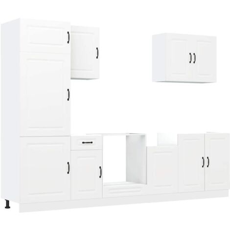 Ensemble d'armoires cuisine  Meuble de cuisine 7pcs Kalmar blanc bois d'ingénierie