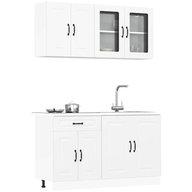 Ensemble d'armoires cuisine 4pcs Kalmar blanc bois d'ingénierie - Vidaxl