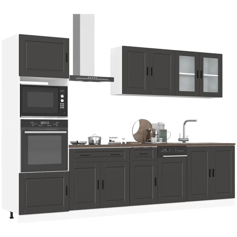 Vidaxl - Ensemble de 7 meubles de cuisine 'Porto' en bois d'ingénierie noir