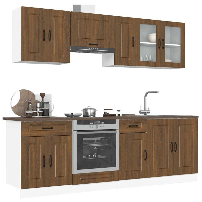 Vidaxl – Ensemble d'armoires de cuisine 8 pcs – Bois d'ingénierie durable – Espace de rangement généreux – Pieds réglables – Facile d'entretien