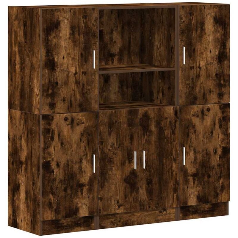 Vidaxl - Ensemble d'armoires de cuisine 3 pcs chêne fumé