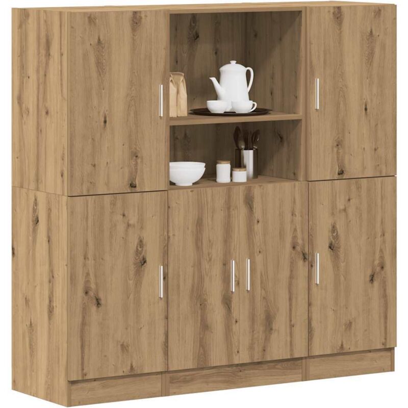 Vidaxl – Ensemble d'armoires de cuisine 3 pcs – Chêne artisanal – Bois d'ingénierie – Dimensions 133x41,5x131,5 cm – Capacité 60 kg par armoire