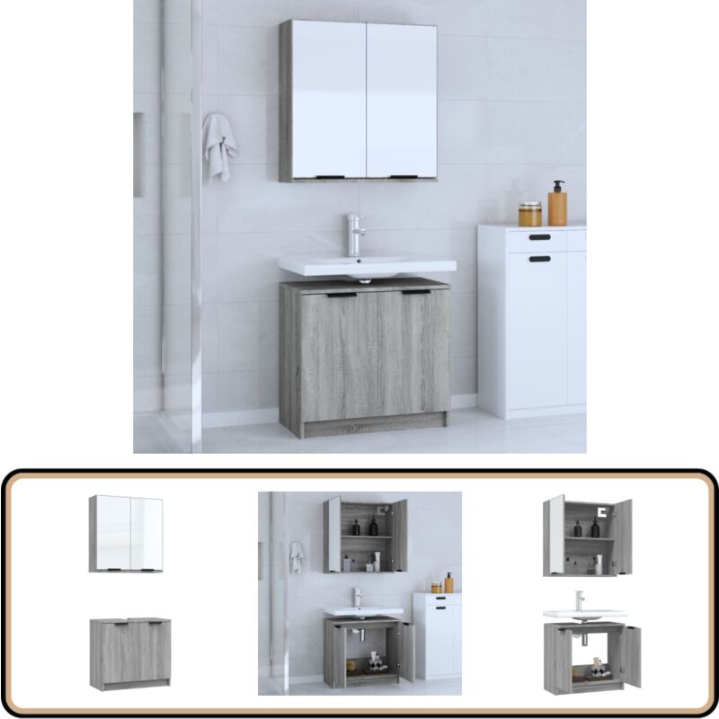 Vidaxl - Ensemble d'armoires de salle de bain 2 pcs sonoma gris - Meubles De Salle De Bain - Ensemble Meuble Salle De Bain - Armoire Salle De Bain