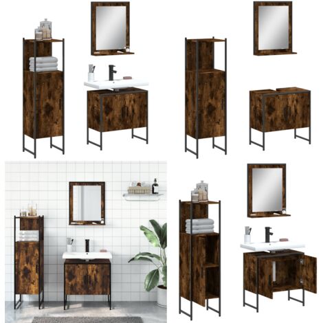 Ensemble d'armoires de salle de bain 3 pcs chêne fumé - Meubles De Salle De Bain - Ensemble D'armoires - Armoire De Salle De Bain - Rangement Salle De Bain - Meuble Vasque - Home & Living