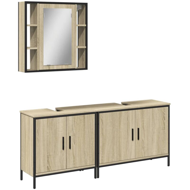 Vidaxl - Ensemble d'armoires de salle de bain 3 pcs chêne sonoma