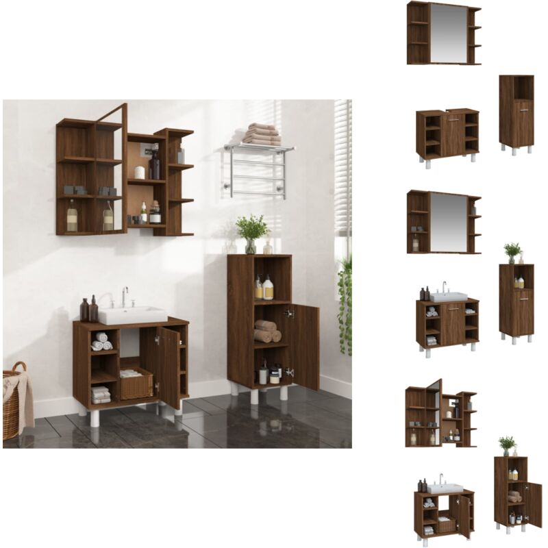 Ensemble d'armoires de salle de bain 3 pcs chêne marron - Meubles De Salle De Bain - Ensemble Salle De Bain - Armoire Salle De Bain - Meuble Lavabo