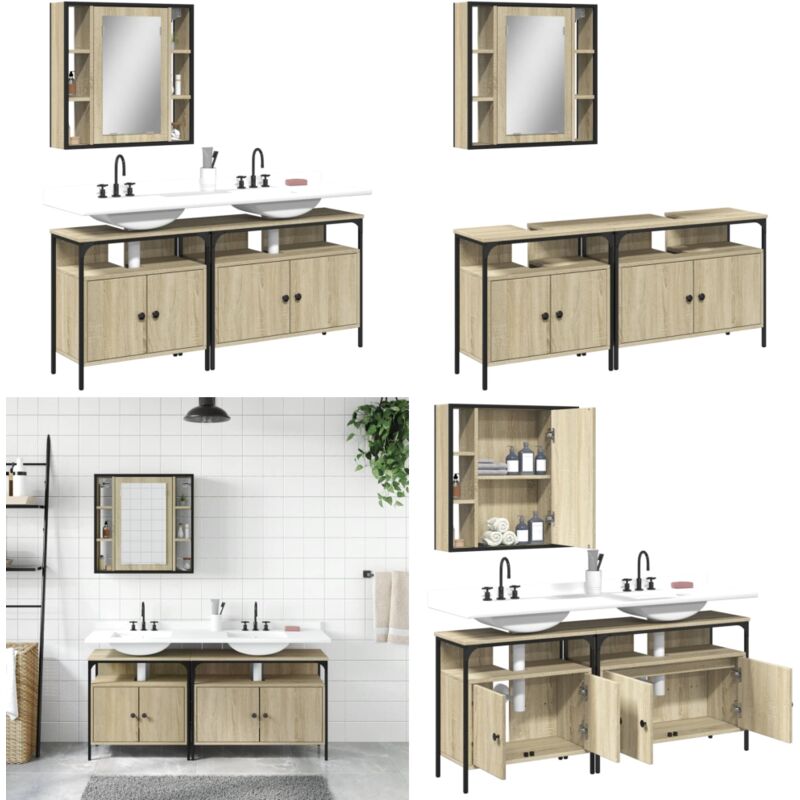 Vidaxl - Ensemble d'armoires de salle de bain 3 pcs chêne sonoma - Meubles De Salle De Bain - Ensemble Meuble Salle De Bain - Armoire Salle De Bain