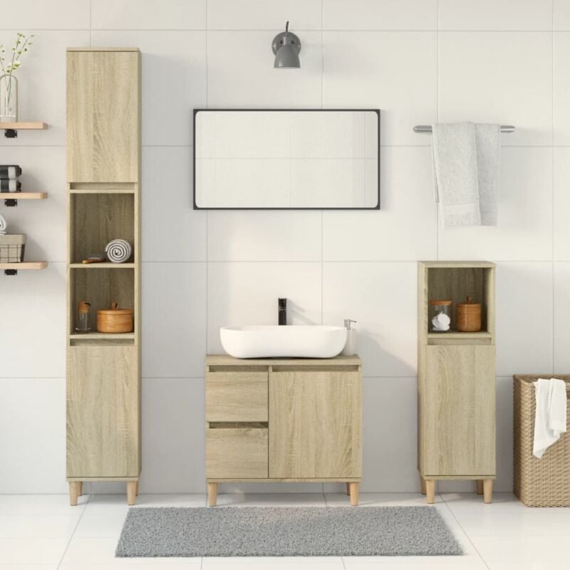 Vidaxl - Ensemble de meubles de salle de bain 3 pcs chêne sonoma