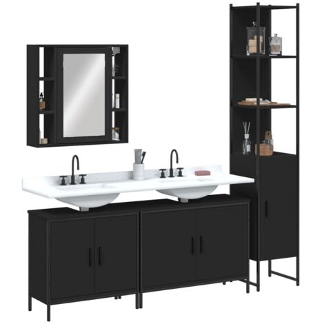 Ensemble d’armoires salle de bain 4 pcs noir bois d'ingénierie vidaXL