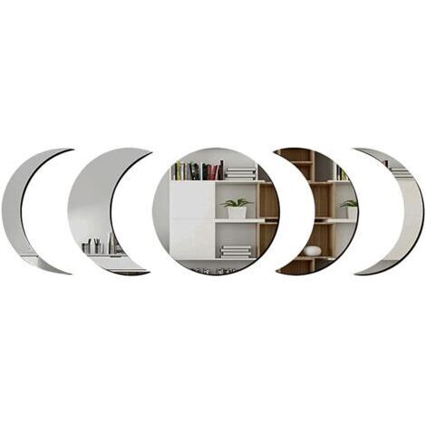 Ensemble d'autocollants muraux miroir lune bohème pour salon, chambre, décoration murale