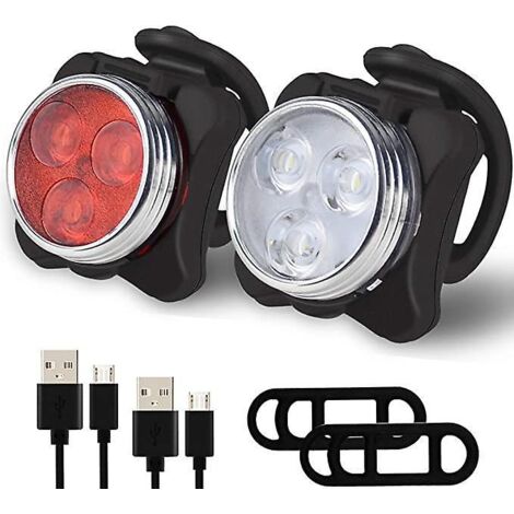 ensemble D'clairage De Vlo (rouge + Blanc), Clairage De Vlo Rechargeable Usb Ultra Lumineux, Charge De Lumire De Vlo De Montagne Tanche, Clairage