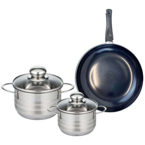 Ensemble de 1 Poêle de cuisson 20 cm et 2 faitouts 12 et 14 cm Elo Prima Brillant