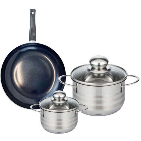 Ensemble de 1 Poêle de cuisson 20 cm et 2 faitouts 12 et 16 cm Elo Prima Brillant
