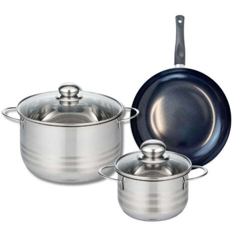 Ensemble de 1 Poêle de cuisson 20 cm et 2 faitouts 14 et 20 cm Elo Prima Brillant