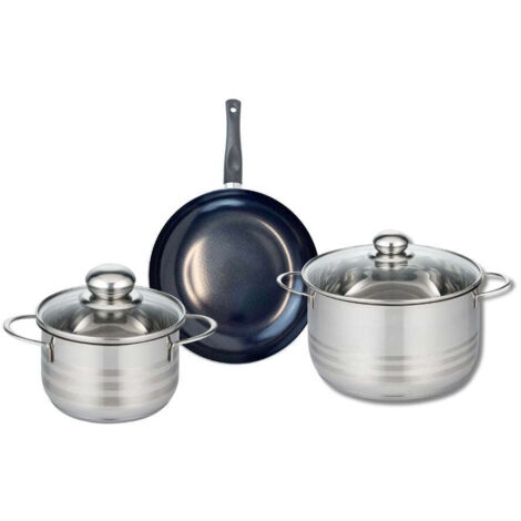 Ensemble de 1 Poêle de cuisson 20 cm et 2 faitouts 16 et 20 cm Elo Prima Brillant