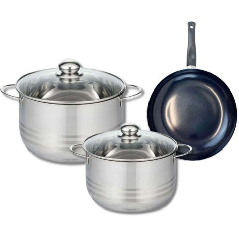 Ensemble de 1 Poêle de cuisson 20 cm et 2 faitouts 20 et 24 cm Elo Prima Brillant