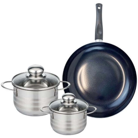 Ensemble de 1 Poêle de cuisson 24 cm et 2 faitouts 12 et 14 cm Elo Prima Brillant