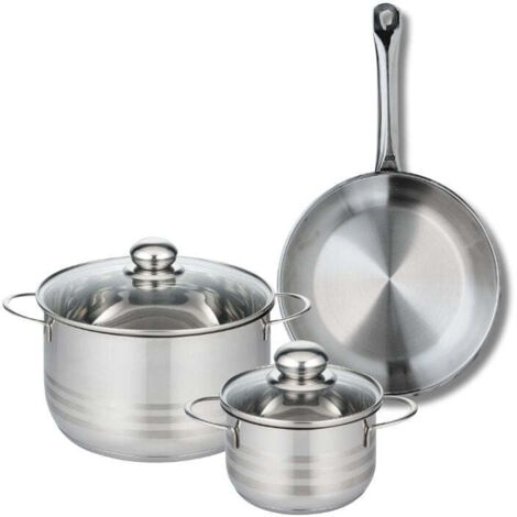 Ensemble de 1 Poêle de cuisson 24 cm et 2 faitouts 14 et 20 cm Elo Profi Brillant