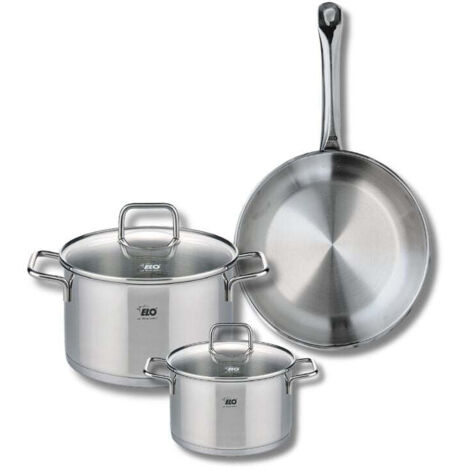 Ensemble de 1 Poêle de cuisson 24 cm et 2 faitouts 14 et 20 cm Elo Profi Citrin