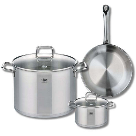 Ensemble de 1 Poêle de cuisson 24 cm et 2 faitouts 14 et 26 cm Elo Profi Citrin