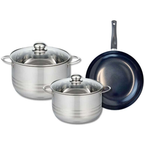 Ensemble de 1 Poêle de cuisson 24 cm et 2 faitouts 20 et 24 cm Elo Prima Brillant