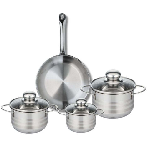 Ensemble de 1 Poêle de cuisson 24 cm et 3 faitouts 12, 14 et 16 cm Elo Profi Brillant