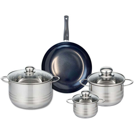 Ensemble de 1 Poêle de cuisson 24 cm et 3 faitouts 12, 16 et 20 cm Elo Prima Brillant
