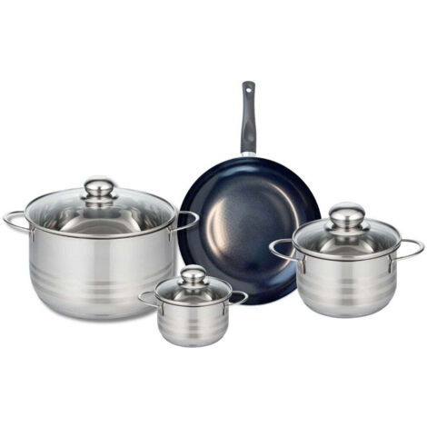 Ensemble de 1 Poêle de cuisson 24 cm et 3 faitouts 12, 16 et 24 cm Elo Prima Brillant