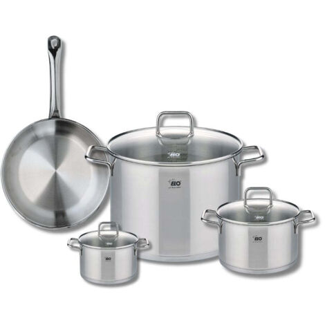 Ensemble de 1 Poêle de cuisson 24 cm et 3 faitouts 12, 16 et 26 cm Elo Profi Citrin