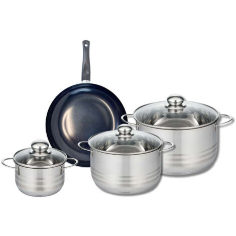 Ensemble de 1 Poêle de cuisson 24 cm et 3 faitouts 14, 20 et 24 cm Elo Prima Brillant