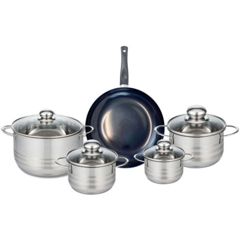 Ensemble de 1 Poêle de cuisson 24 cm et 4 faitouts 12, 14, 16 et 20 cm Elo Prima Brillant