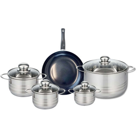 Ensemble de 1 Poêle de cuisson 24 cm et 4 faitouts 12, 14, 16 et 24 cm Elo Prima Brillant