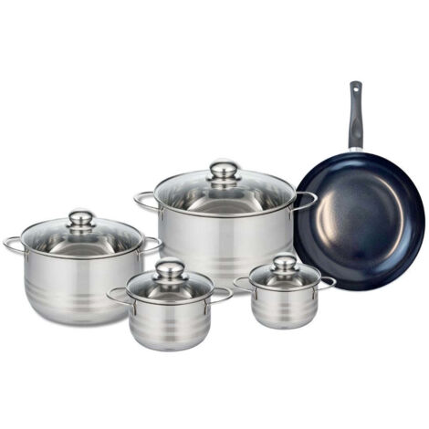 Ensemble de 1 Poêle de cuisson 24 cm et 4 faitouts 12, 14, 20 et 24 cm Elo Prima Brillant