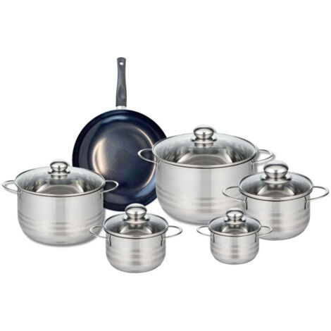 Ensemble de 1 Poêle de cuisson 24 cm et 5 faitouts 12, 14, 16, 20 et 24 cm Elo Prima Brillant
