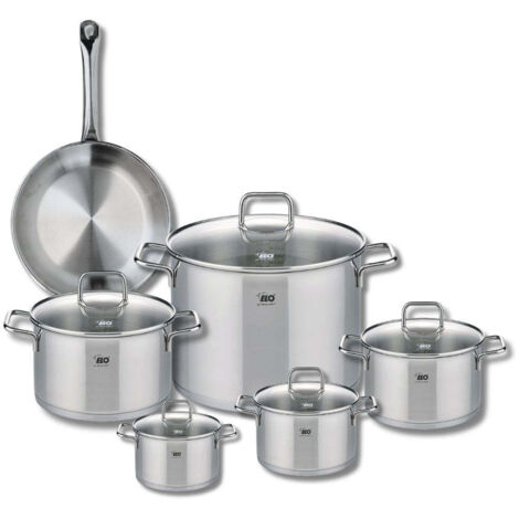 Ensemble de 1 Poêle de cuisson 24 cm et 5 faitouts 12, 14, 16, 20 et 26 cm Elo Profi Citrin