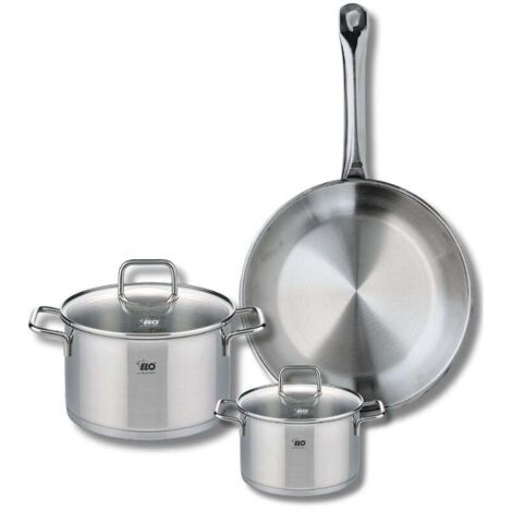Ensemble de 1 Poêle de cuisson 28 cm et 2 faitouts 14 et 20 cm Elo Profi Citrin