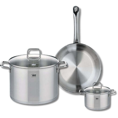 Ensemble de 1 Poêle de cuisson 28 cm et 2 faitouts 14 et 26 cm Elo Profi Citrin
