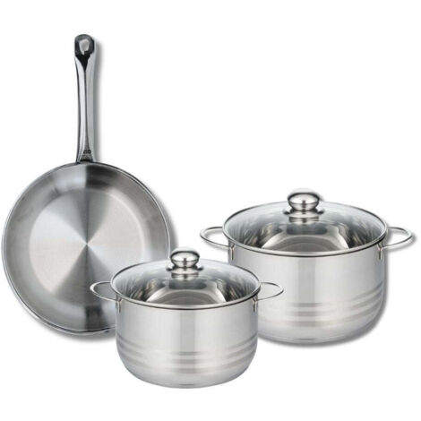 Ensemble de 1 Poêle de cuisson 28 cm et 2 faitouts 20 et 24 cm Elo Profi Brillant