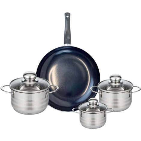 Ensemble de 1 Poêle de cuisson 28 cm et 3 faitouts 12, 14 et 16 cm Elo Prima Brillant