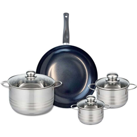 Ensemble de 1 Poêle de cuisson 28 cm et 3 faitouts 12, 14 et 20 cm Elo Prima Brillant