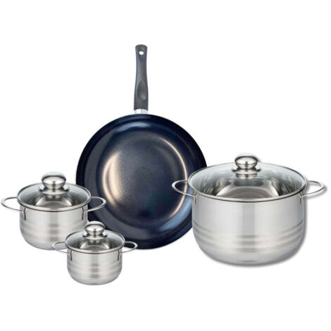 Ensemble de 1 Poêle de cuisson 28 cm et 3 faitouts 12, 14 et 24 cm Elo Prima Brillant