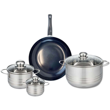 Ensemble de 1 Poêle de cuisson 28 cm et 3 faitouts 12, 16 et 24 cm Elo Prima Brillant