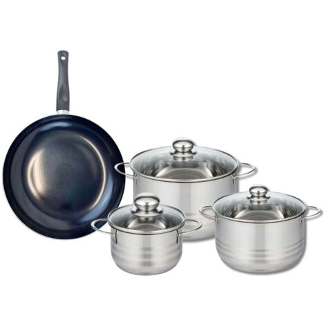 Ensemble de 1 Poêle de cuisson 28 cm et 3 faitouts 16, 20 et 24 cm Elo Prima Brillant