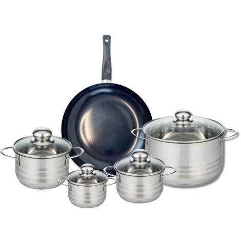 Ensemble de 1 Poêle de cuisson 28 cm et 4 faitouts 12, 14, 16 et 24 cm Elo Prima Brillant
