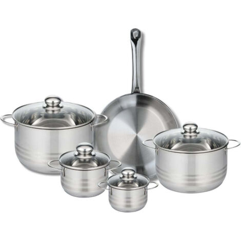 Ensemble de 1 Poêle de cuisson 28 cm et 4 faitouts 12, 14, 20 et 24 cm Elo Profi Brillant