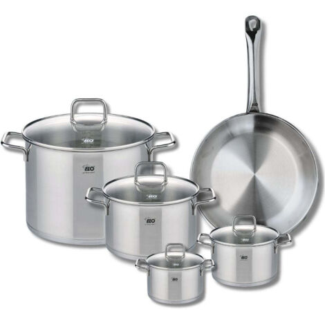 Ensemble de 1 Poêle de cuisson 28 cm et 4 faitouts 12, 14, 20 et 26 cm Elo Profi Citrin