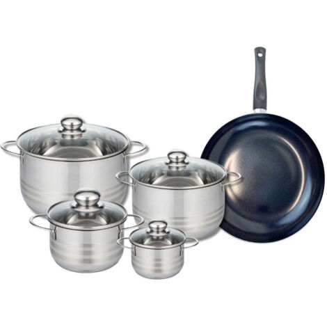 Ensemble de 1 Poêle de cuisson 28 cm et 4 faitouts 12, 16, 20 et 24 cm Elo Prima Brillant