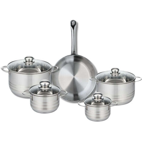 Ensemble de 1 Poêle de cuisson 28 cm et 4 faitouts 14, 16, 20 et 24 cm Elo Profi Brillant