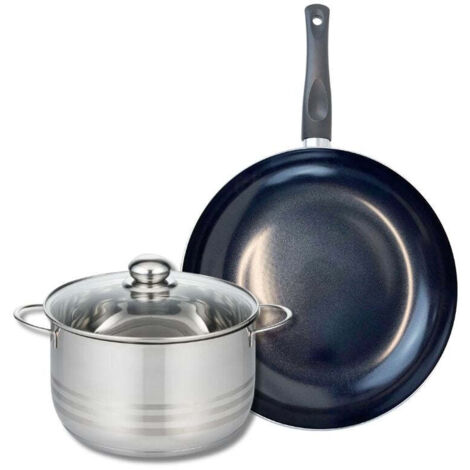 Ensemble de 1 Poêle de cuisson 32 cm et 1 faitout 24 cm Elo Prima Brillant